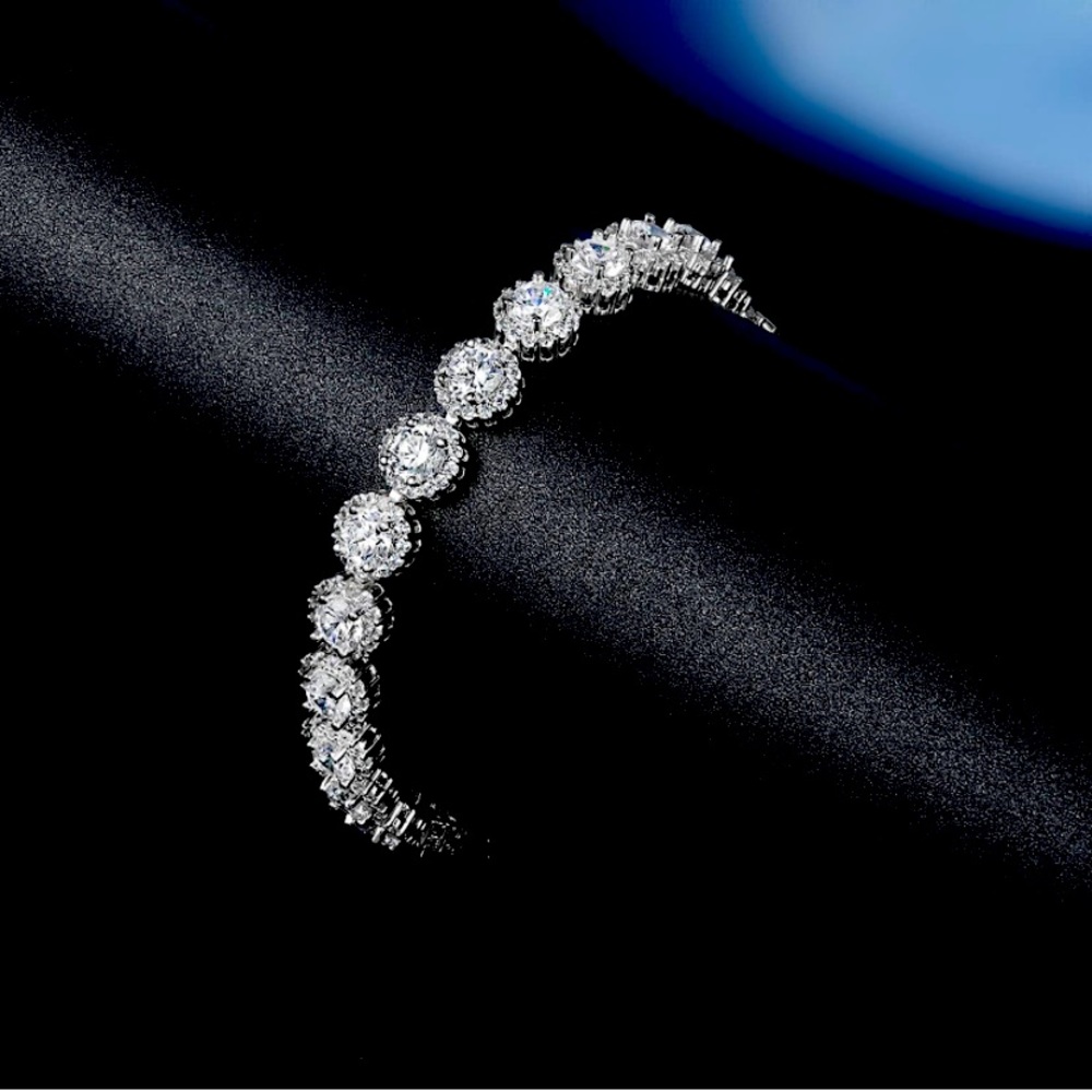 NEW Tennis Bracelet 18K White Gold Plated Round Cubic Zirconia Bracelets